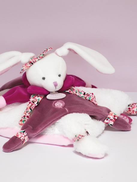 Boneco-doudou quadrado, 27 cm, coelho cereja - DOUDOU ET COMPAGNIE rosa 