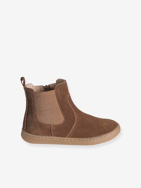 Botas em pele, para menina camelo+marinho 