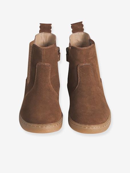 Botas em pele, para menina camelo+marinho 