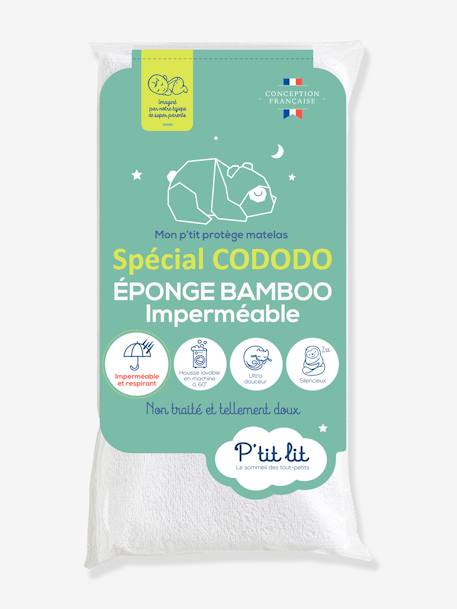 Proteção de colchão impermeável Bamboo, sem tratamento, especial CODODO, P'TIT LIT branco 