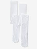 Lote de 2 collants fantasia, para menina Branco claro liso com motivo 