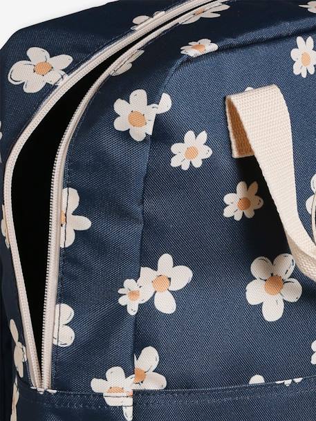 Mochila margaridas, para menina marinho 