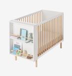 Cama de bebé fixa + arrumação com estante-biblioteca e ábaco branco 