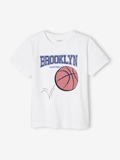 Menino 2-14 anos-T-shirts, polos-T-shirts-T-shirt basquetebol com detalhes em relevo, para menino
