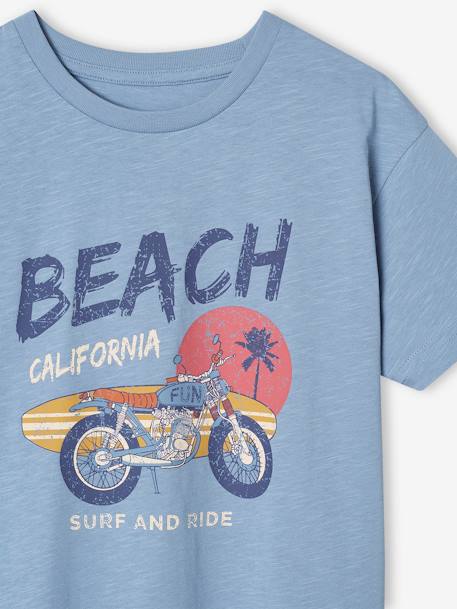 T-shirt 'surf and ride', para menino azul-céu 
