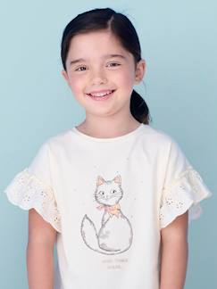 Menina 2-14 anos-T-shirt romântica, em algodão biológico, para menina