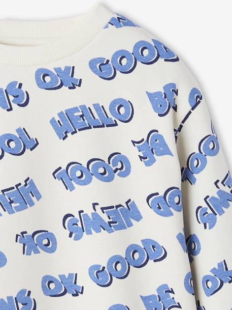 Sweat com inscrições XXL, mangas compridas, para menino branco estampado 