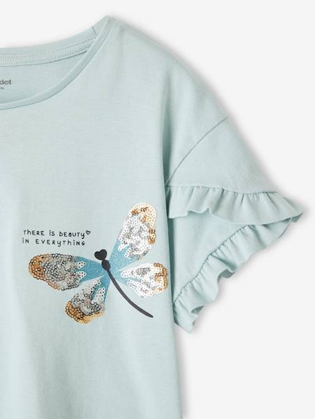 T-shirt às riscas, coração com lantejoulas, para menina azul-céu+BRANCO MEDIO AS RISCAS+marinho+riscas azuis 