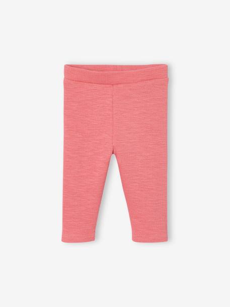 Leggings basics em canelado, para bebé pau-rosa+verde 