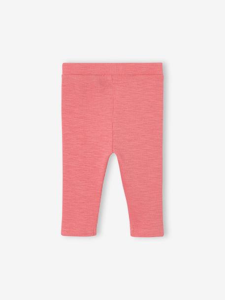 Leggings basics em canelado, para bebé pau-rosa+verde 