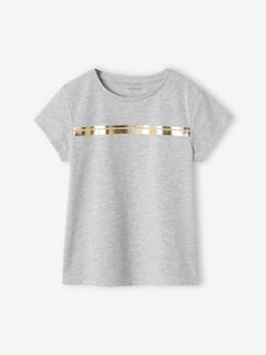 Menina 2-14 anos-Roupa de desporto-T-shirt de desporto com riscas irisadas, para menina