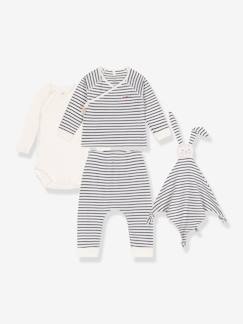 Bebé 0-36 meses-Caixa presente com 3 peças estilo marinheiro e boneco-doudou coelho, da Petit Bateau