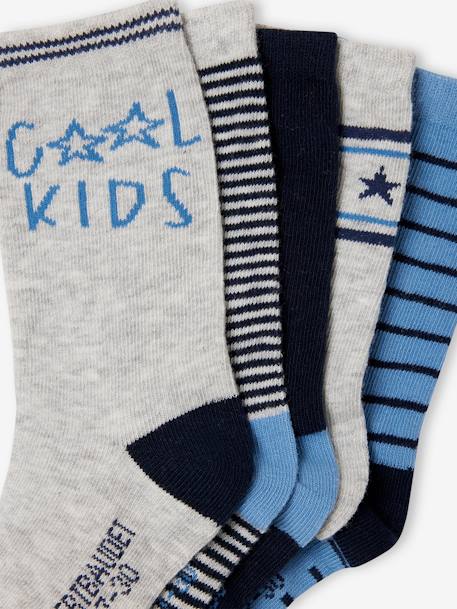 Lote de 5 pares de meias 'Cool Kids', para menino azul-azure+verde-salva 