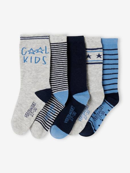 Lote de 5 pares de meias 'Cool Kids', para menino azul-azure+verde-salva 