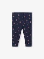 Leggings estampadas, em canelado, para bebé azul-ardósia+malva 