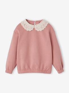 Menina 2-14 anos-Camisolas, casacos de malha, sweats-Sweatshirts -Camisola com gola fantasia em macramé, para menina