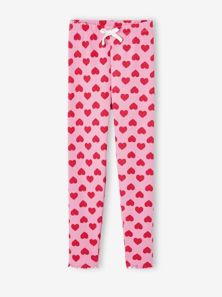 Leggings estampadas, em malha canelada, para menina azul-cambraia+cru+marinho+rosa-velho 