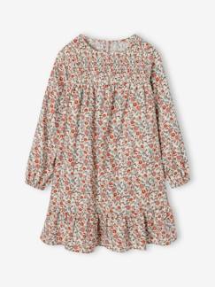 Menina 2-14 anos-Vestidos-Vestido aos favos, estampado às flores, mangas compridas, para menina