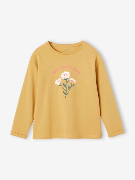 Camisola girly, com detalhes fantasia, para menina bege-rosado+mostarda+rosa-velho 