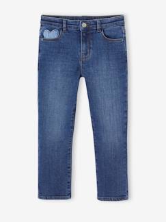 -Jeans slim morfológicos, medida das ancas larga, para menina