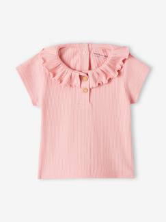 Bebé 0-36 meses-T-shirts-T-shirt em canelado, com folho na gola, para bebé