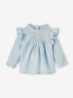 Bebé 0-36 meses-Blusa com folho, em tecido efeito mesclado, para bebé