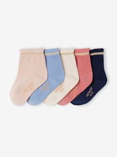 Bebé 0-36 meses-Meias, collants-Lote de 5 pares de meias com detalhes cintilantes, para bebé menina, BASICS