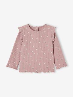 Bebé 0-36 meses-Camisola em canelado folhos nas mangas, para bebé menina