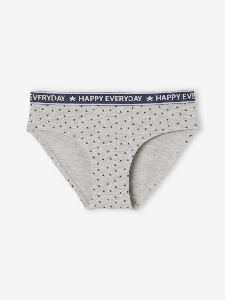 Lote de 5 cuecas 'Happy everyday', para menina cinza mesclado 