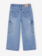 Jeans largos cargo, para menina azul medio+azul-escuro 