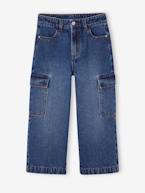 Jeans largos cargo, para menina azul medio+azul-escuro 