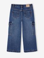 Jeans largos cargo, para menina azul medio+azul-escuro 