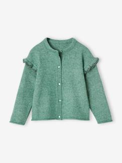 Menina 2-14 anos-Camisolas, casacos de malha, sweats-Casaco fantasia com folhos nas mangas, para menina