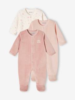 Bebé 0-36 meses-Pijamas, babygrows-Lote de 3 pijamas em veludo com abertura especial recém-nascido, para bebé