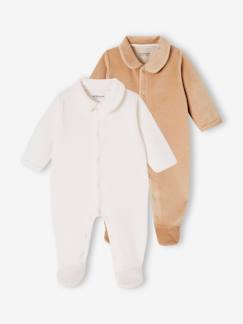 Bebé 0-36 meses-Pijamas, babygrows-Lote de 2 pijamas em veludo canelado, para bebé