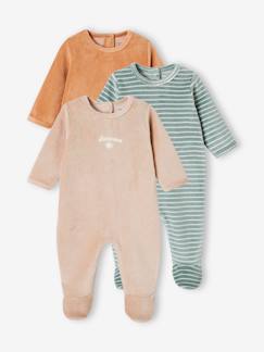 Bebé 0-36 meses-Lote de 3 pijamas em veludo, para bebé, BASICS