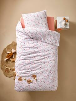 Têxtil-lar e Decoração-Roupa de cama criança-Capas de edredon-Conjunto capa de edredon + fronha de almofada essentiels, com algodão reciclado, Rainbow Flowers