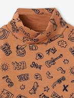 Sweat estampada com gola snood, para menino azul-noite+noz pecã 