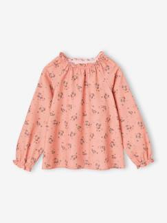 Blusa às flores em bombazina, para menina