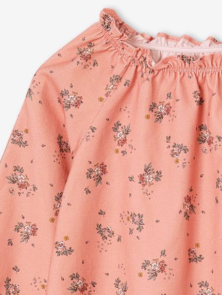 Blusa às flores em bombazina, para menina antracite+rosado+verde-água 