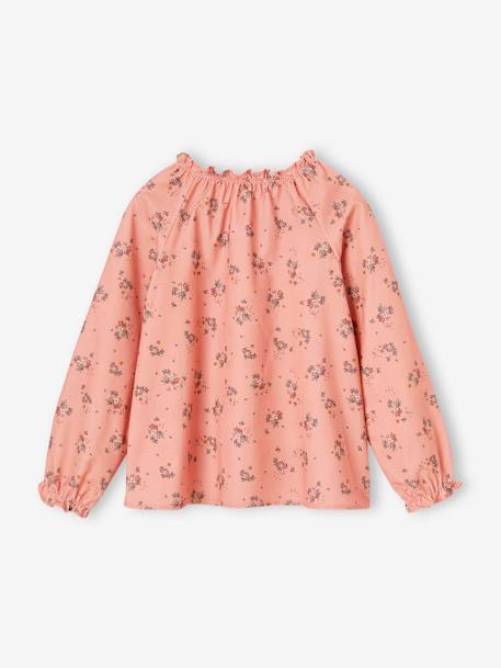 Blusa às flores em bombazina, para menina antracite+rosado 