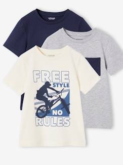 Menino 2-14 anos-T-shirts, polos-T-shirts-Lote de 3 t-shirts de mangas curtas, para menino