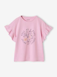 T-shirts-T-shirt com motivo, mangas curtas com folho, para menina