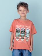T-shirt, para menino coral+cru+verde-água 