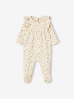 Bebé 0-36 meses-Pijamas, babygrows-Pijama florido com folhos, abertura atrás, para bebé