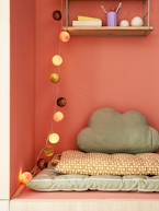 Grinalda com bolas luminosas e interruptor rosa+tomate+verde-salva 