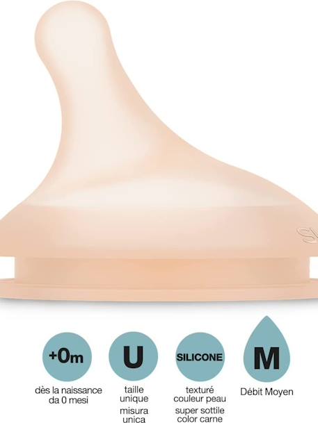 Lote de 2 tetinas, débito médio (M), para biberão Zerø.Zerø da SUAVINEX transparente 