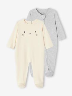 Bebé 0-36 meses-Pijamas, babygrows-Lote 2 pijamas unissexo, em interlock, abertura com fecho
