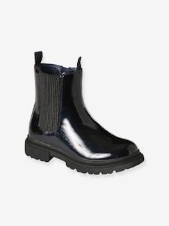 Calçado-Calçado menina (23-38)-Botins-Botas envernizadas, com fecho e elástico, para menina