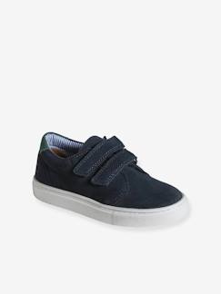 Calçado-Calçado menino (23-38)-Sapatos derbies com barras autoaderentes, em pele, para menino